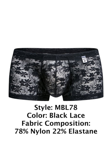 MaleBasics MBL78 Lace Trunks Color Black Lace