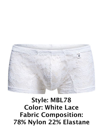 MaleBasics MBL78 Lace Trunks Color White Lace