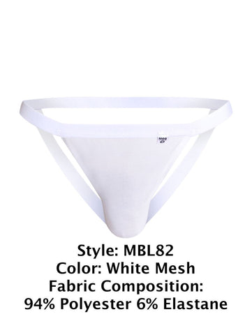 MaleBasics MBL82 Sexy Jockstrap Color White Mesh