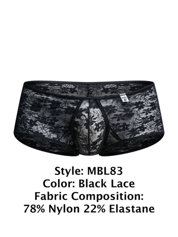 MaleBasics MBL83 Loop Cheeky Trunks Color Black Lace