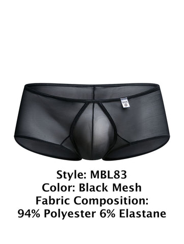 MaleBasics MBL83 Loop Cheeky Trunks Color Black Mesh