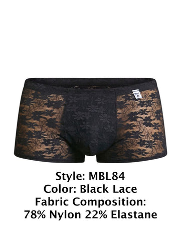 MaleBasics MBL84 Classic Pouch Trunks Color Black Lace