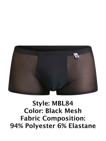 MaleBasics MBL84 Classic Pouch Trunks Color Black Mesh