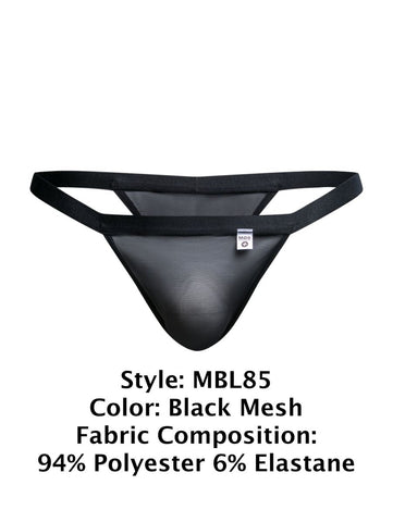 MaleBasics MBL85 Y Sexy Thongs Color Black Mesh