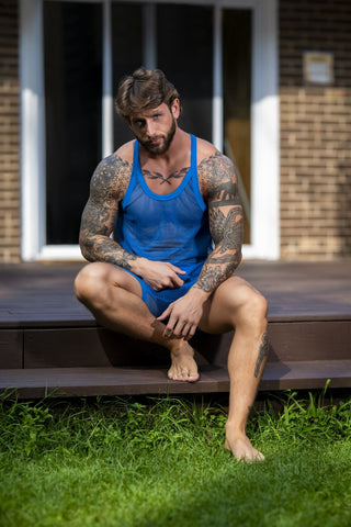 Male Power 110-11C Fishnet 2 Tank Top Color Royal