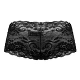 Male Power 127-280 Sassy Lace Mini Short Sheer Pouch Color Black