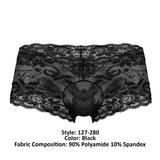 Male Power 127-280 Sassy Lace Mini Short Sheer Pouch Color Black