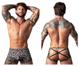Male Power 148-303 Gridlocked Strappy Back Short Color Printed