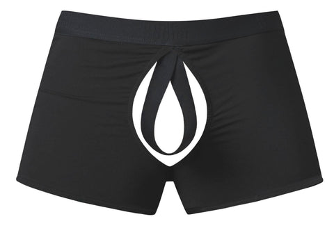 Male Power 162-304 Open Ended Moonshine Short Open Front Elastic Cock Ring Color Black