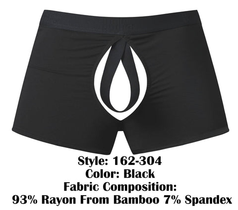 Male Power 162-304 Open Ended Moonshine Short Open Front Elastic Cock Ring Color Black