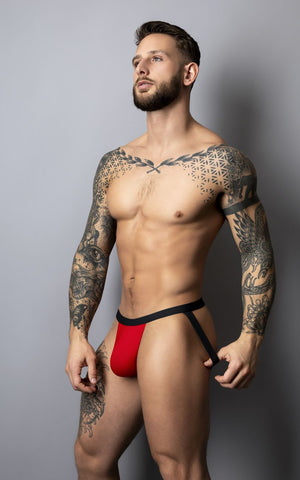 Male Power 349-300 Hot Mesh Jock Color Black-Red