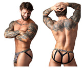 Male Power 351-303 Gridlocked Strappy Ring Jock Color Printed