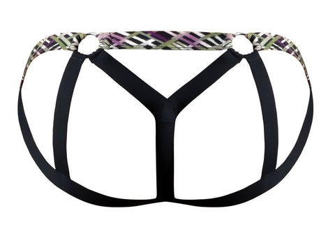 Male Power 351-303 Gridlocked Strappy Ring Jock Color Printed