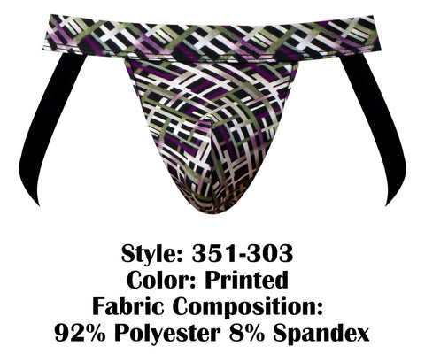 Male Power 351-303 Gridlocked Strappy Ring Jock Color Printed