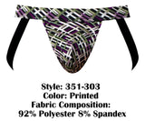 Male Power 351-303 Gridlocked Strappy Ring Jock Color Printed