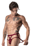 Male Power 394-289 Lucifer Strappy Jock Color Burgundy