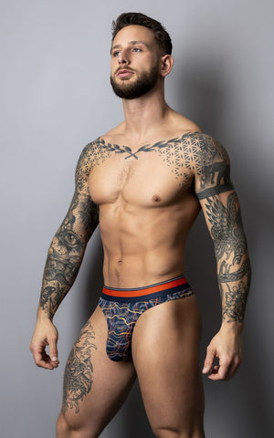 Male Power 412-299 Soo Cumfy Thong Color Navy-Orange