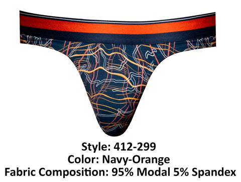 Male Power 412-299 Soo Cumfy Thong Color Navy-Orange