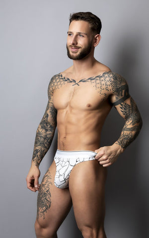 Male Power 412-299 Soo Cumfy Thong Color White-Black