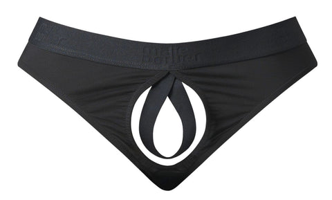 Male Power 417-304 Open Ended Thong Open Front Elastic Cock Ring Color Black