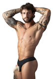 Male Power 417-304 Open Ended Thong Open Front Elastic Cock Ring Color Black