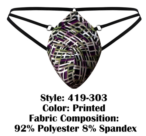 Male Power 419-303 Gridlocked Thong Straps-Rings Color Printed
