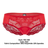 Male Power 492-280 Sassy Lace Bikini Solid Pouch Color Red