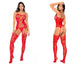 Mapale 1105 Fishnet Stocking Necklines Straps Color Red