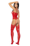 Mapale 1105 Fishnet Stocking Necklines Straps Color Red