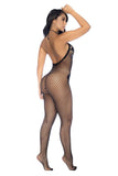 Mapale 1116 Halter And Crotchless Floral Bodystocking Color Black