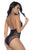 Mapale 1121 Fishnet and Lace Bodysuit Set Color Black-Purple