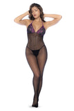 Mapale 1122 Fishnet and Lace Bodystocking Set Color Black-Purple