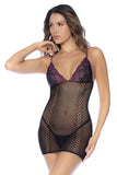 Mapale 1123 Fishnet and Lace Dress Stocking Color Black-Purple