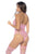 Mapale 1126 Floral Fishnet Bodysuit Set Color Bubblegum Pink