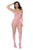 Mapale 1130 Floral Fishnet Bodysuit Set Color Bubblegum Pink