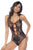 Mapale 1133 Floral Fishnet Bodysuit Set Color Black-Red