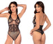 Mapale 1135 Rhinestone Floral Fishnet Bodysuit Color Black-Rhinestone