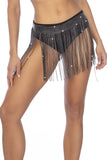 Mapale 1138 Glam Fringe Belt Color Black-Rhinestone
