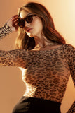 Mapale 1142 Mesh Long Sleeve Bodysuit Color Leopard Print