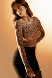 Mapale 1142 Mesh Long Sleeve Bodysuit Color Leopard Print