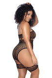 Mapale 1144X Leopard Halter Fishnet Bodysuit Color Black