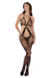 Mapale 1147 Floral Fishnet Bodystocking Color Black