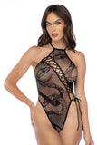 Mapale 1152 Snake Halter Fishnet Bodysuit Color Black