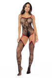 Mapale 1154 Snake Fishnet Bodyset Color Black-Red