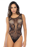 Mapale 1155 Snake Fishnet Rhinestone Bodysuit Color Black-Rhinestone