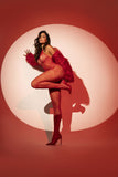Mapale 1164 Heart Fishnet Bodystocking with Rhinestone Detail Color Red