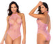 Mapale 1165 Heart Fishnet Bodysuit with Heart Detail Color Bubblegum Pink