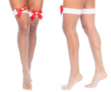 Mapale 1172 Nurse Fishnet Thigh High Color White-Red