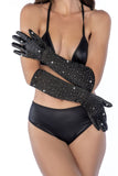 Mapale 135 Satin Rhinestone Opera Gloves Color Black-Rhinestone