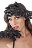Mapale 135 Satin Rhinestone Opera Gloves Color Black-Rhinestone